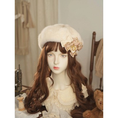 Hoshibako Works Bow Plush Beret(Pre-Made/8 Colours)